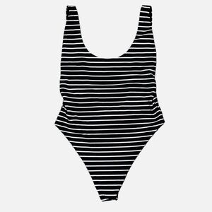 Aerie Black & White High Cut One Piece